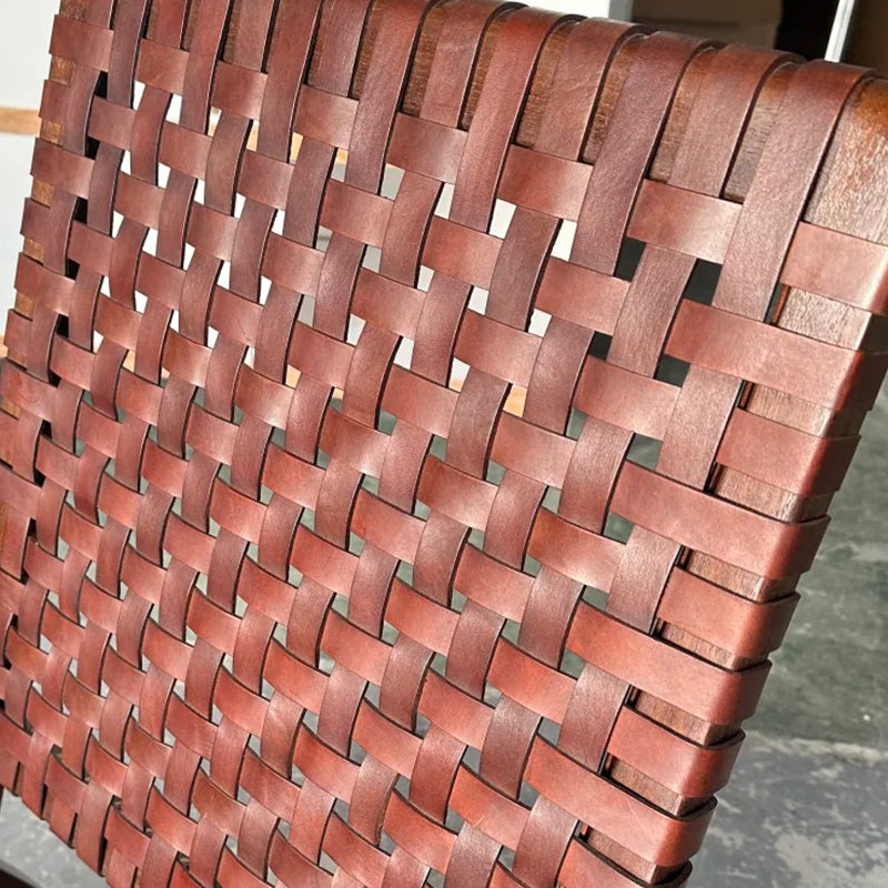 Handmade Wood Leather Chair Retro Lounge Chair Backrest Sofa